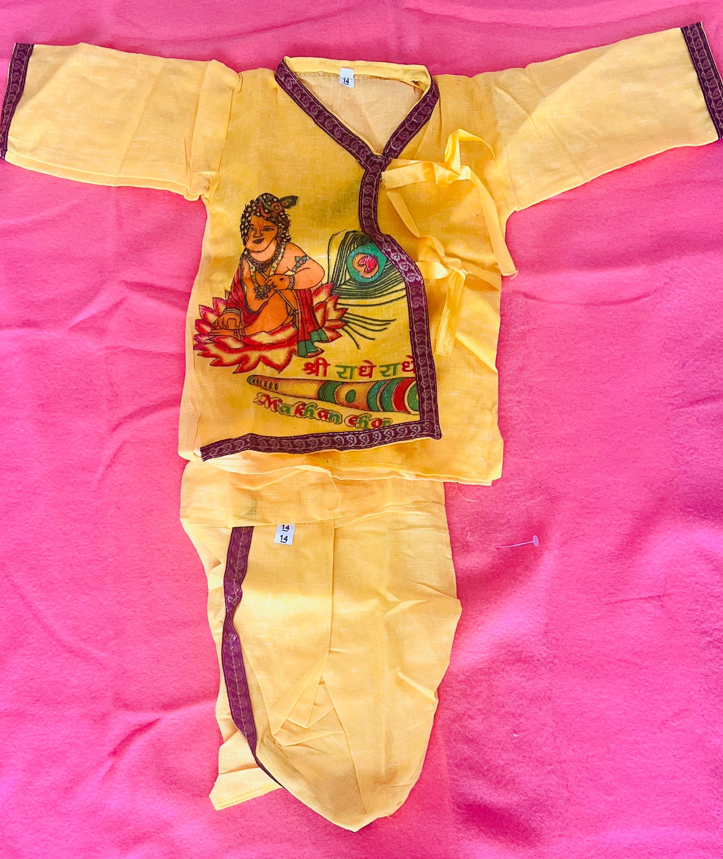 Krishna Kids Yellow Khadi Size 0-6 months