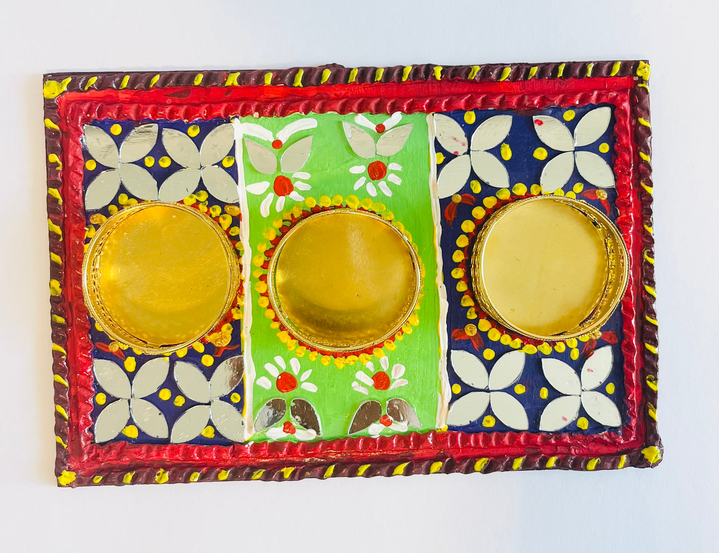 Rajasthani Painted 3 Tea Light Holder