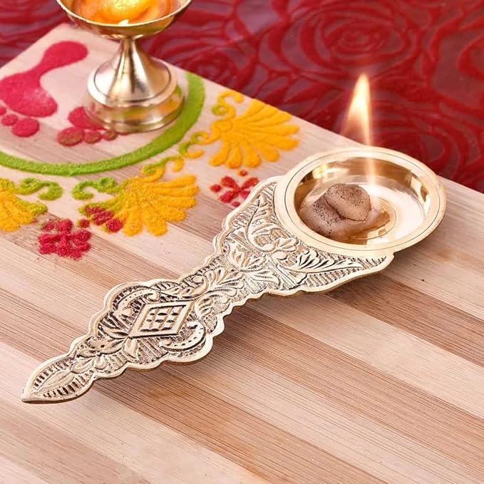 Brass Kapoor Aarti Spoon - Spiritual Fragrance for Homes