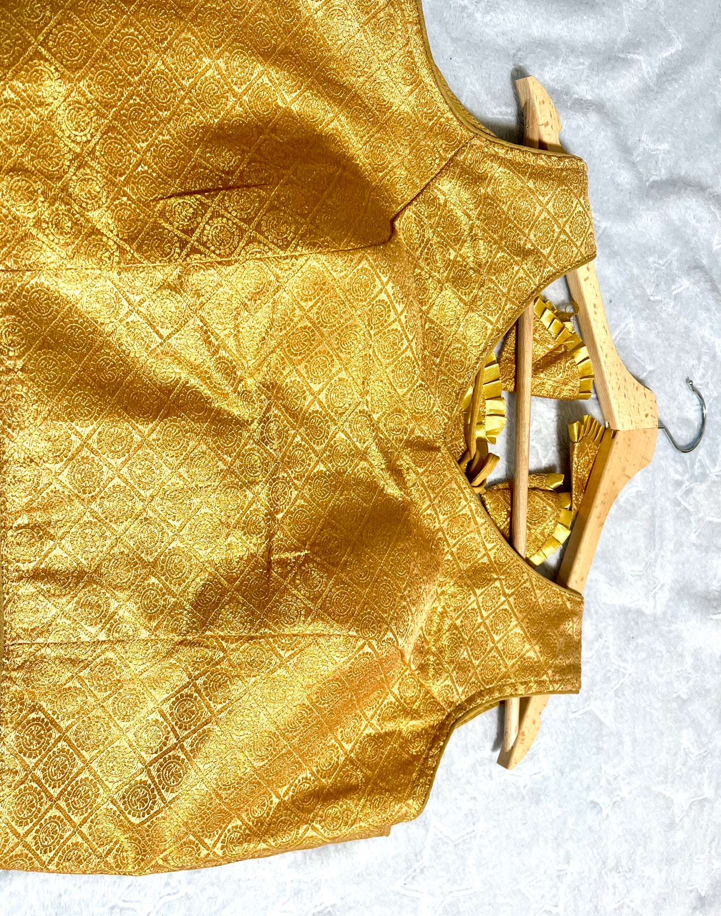 Women Silk Sleeveless Blouse Golden (Size 38) with Padded