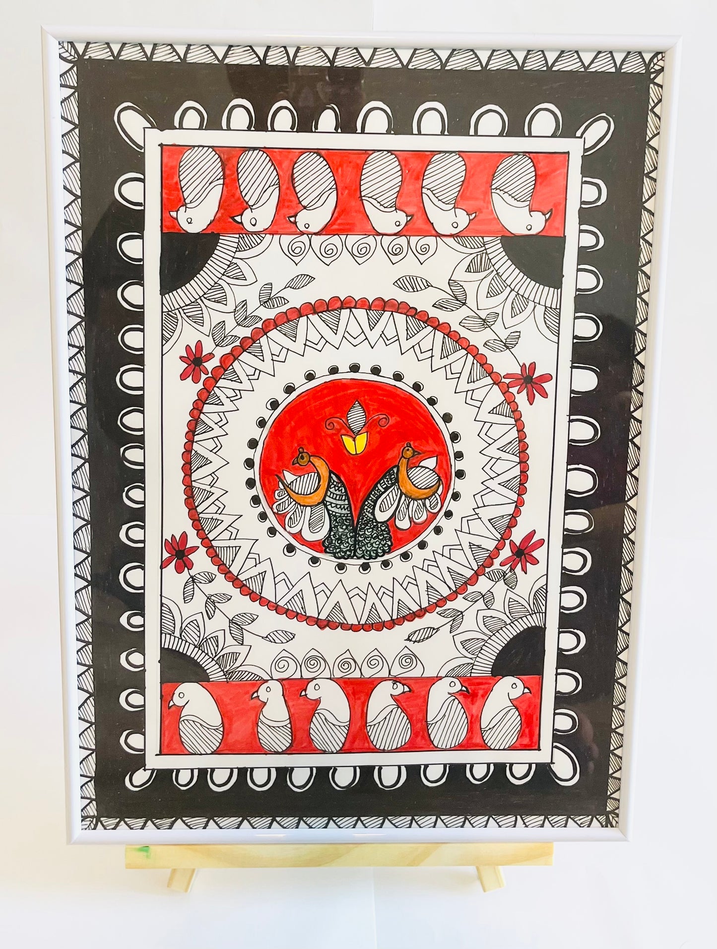 Madhubani Painting Peacock size 42*30 cm