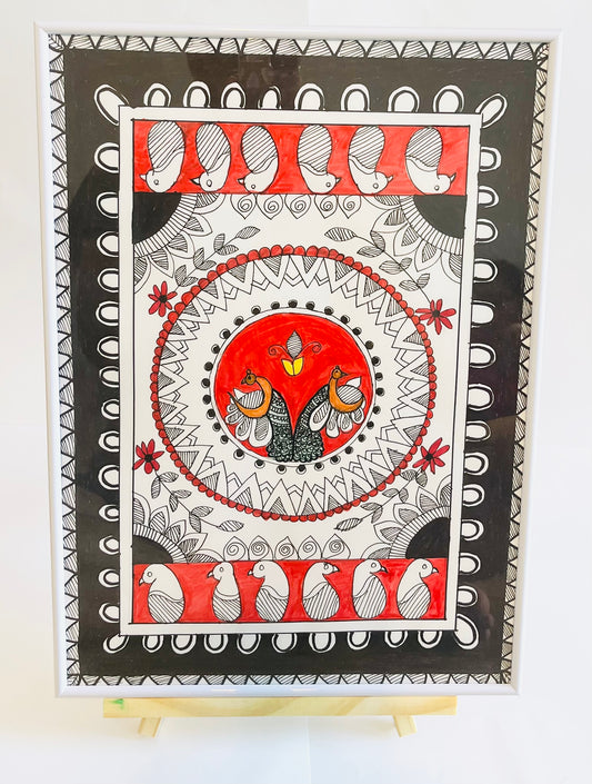 Madhubani Painting Peacock size 42*30 cm