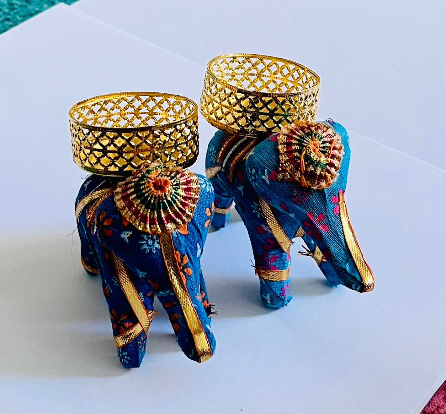 Handicraft Elephant Tealight Candle Holder 2 pcs