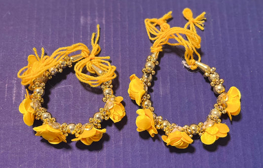 Yellow Bracelets Bangle Kada Rose Design (1 Pair)