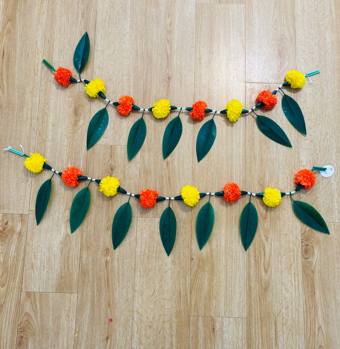 Mango Leaves Yellow Orange Flower Plastic Toran (1pc)