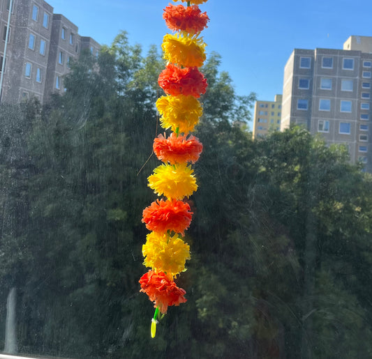 Orange Yellow Mix Marigold Plastic Flower Garland (1pc)