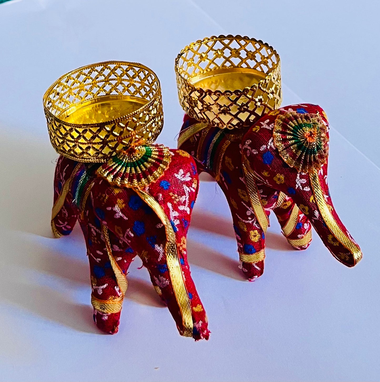Handicraft Elephant Tealight Candle Holder 2 pcs