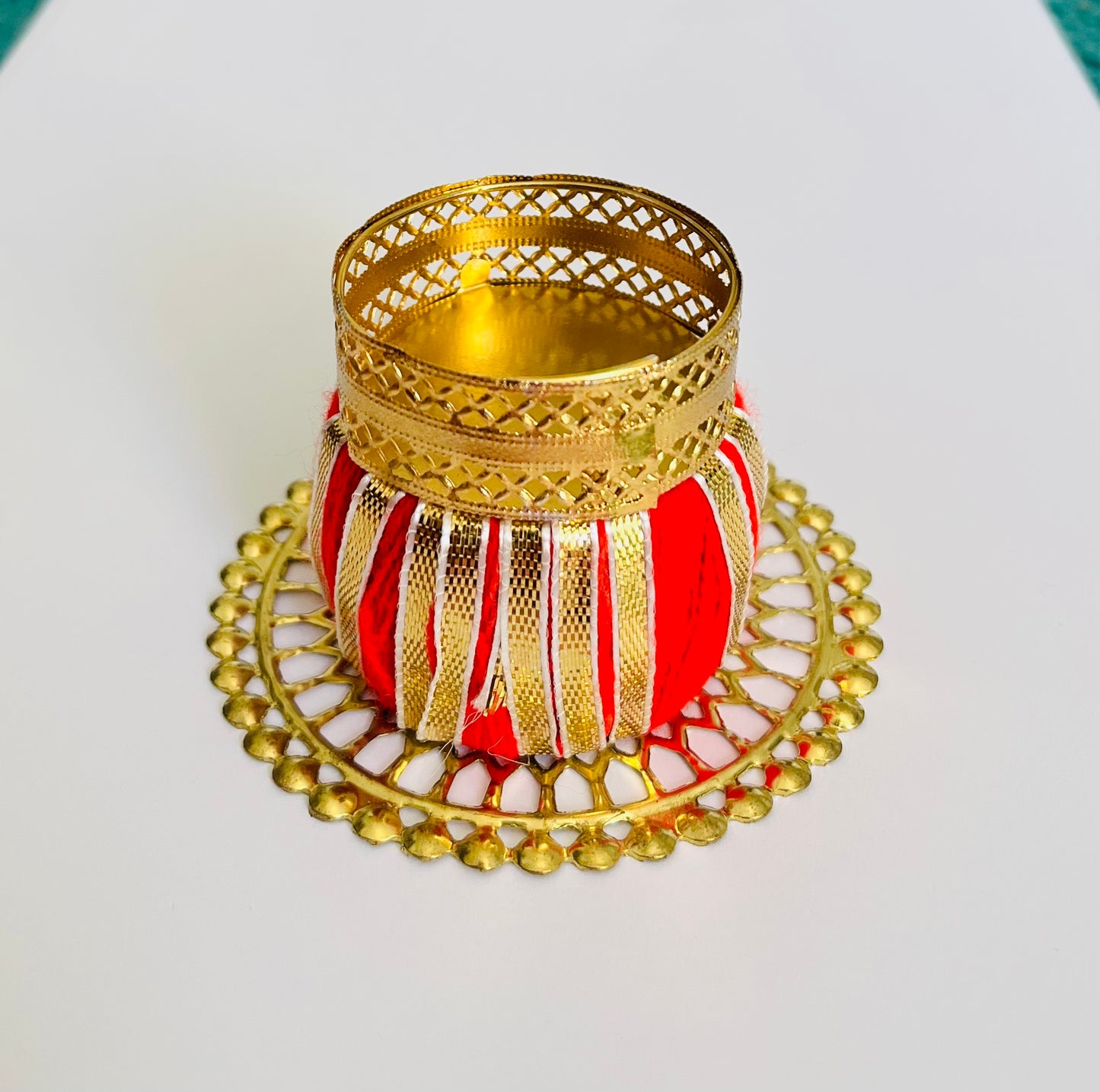 Red Plate Matki Tea light Holder(1pc)