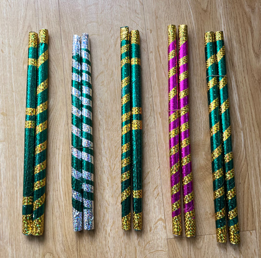 Stripe Design Two Color Dandiya Wooden Sticks (1 pair)