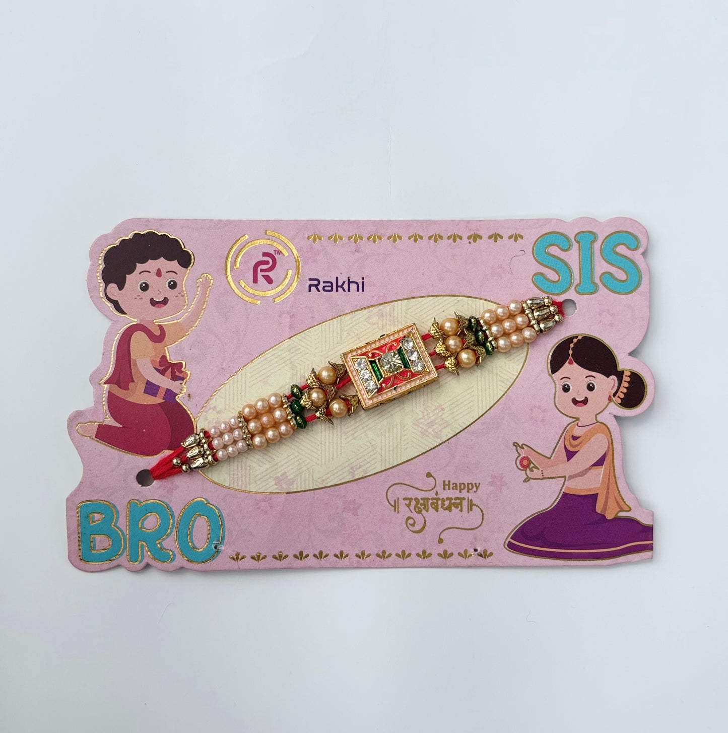 Orange Kundan Rakhi (1pc)