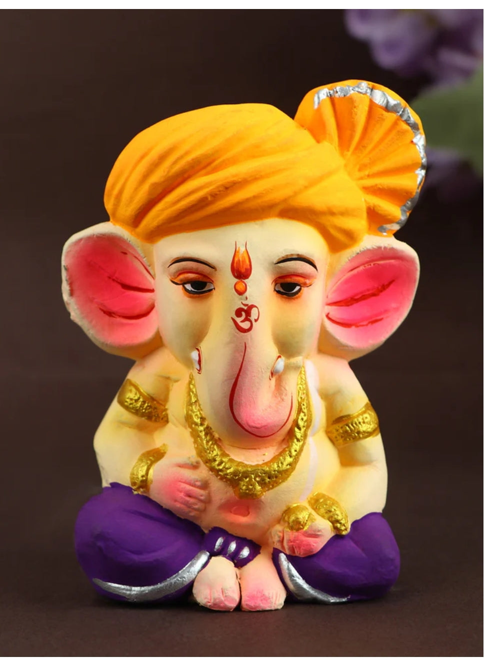 Cute Eco Friendly Colorful Bal Ganesha With Orange Pagdi (4.3 inch)