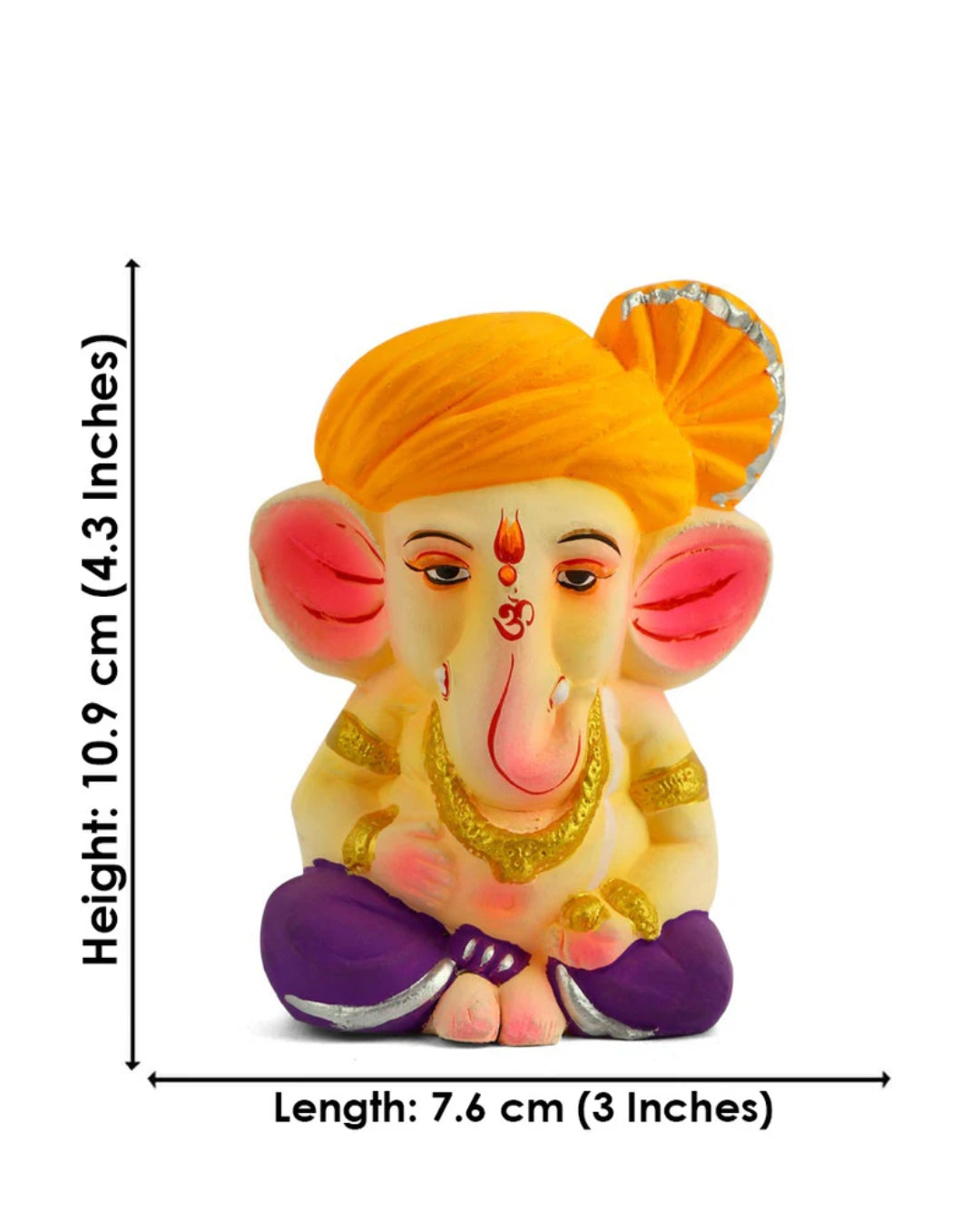 Cute Eco Friendly Colorful Bal Ganesha With Orange Pagdi (4.3 inch)