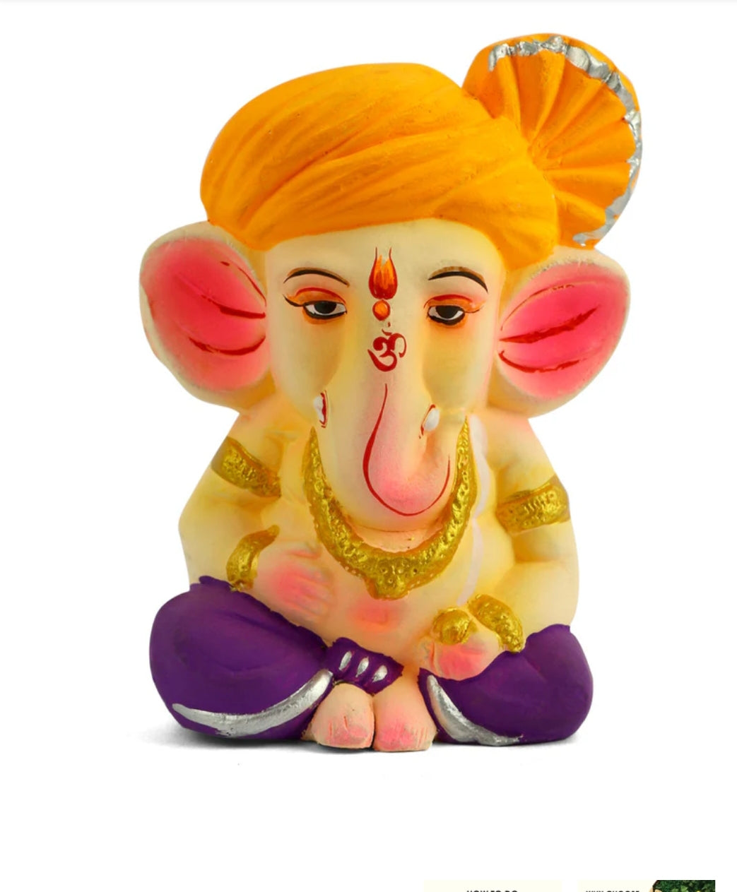 Cute Eco Friendly Colorful Bal Ganesha With Orange Pagdi (4.3 inch)