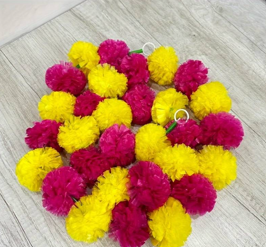 Yellow Red Mix Marigold Plastic Flower Garland (130cm) (1pc)