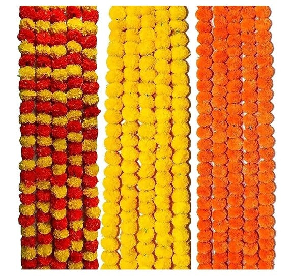 Yellow Marigold Plastic Flower Garland (130cm) (1pc)