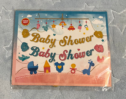 Baby Shower Banner Glittering (Golden)