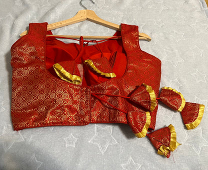 Women Silk Sleeveless Blouse Red (Size 38) with Padded