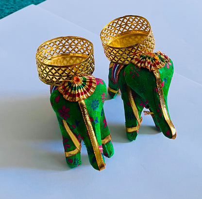 Handicraft Elephant Tealight Candle Holder 2 pcs
