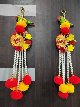 Fashion Designer Pompom Shubh Labh Door Hanging/Side Hanging Diwali Decoration Toran  (Pompom)