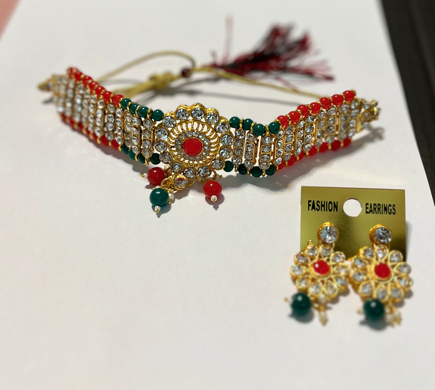 Golden Red Green Kundan Jewel Set