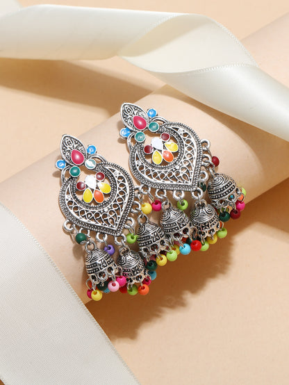 Jhumka Bell With Beaded Multicolor