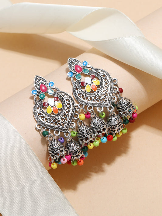 Jhumka Bell With Beaded Multicolor