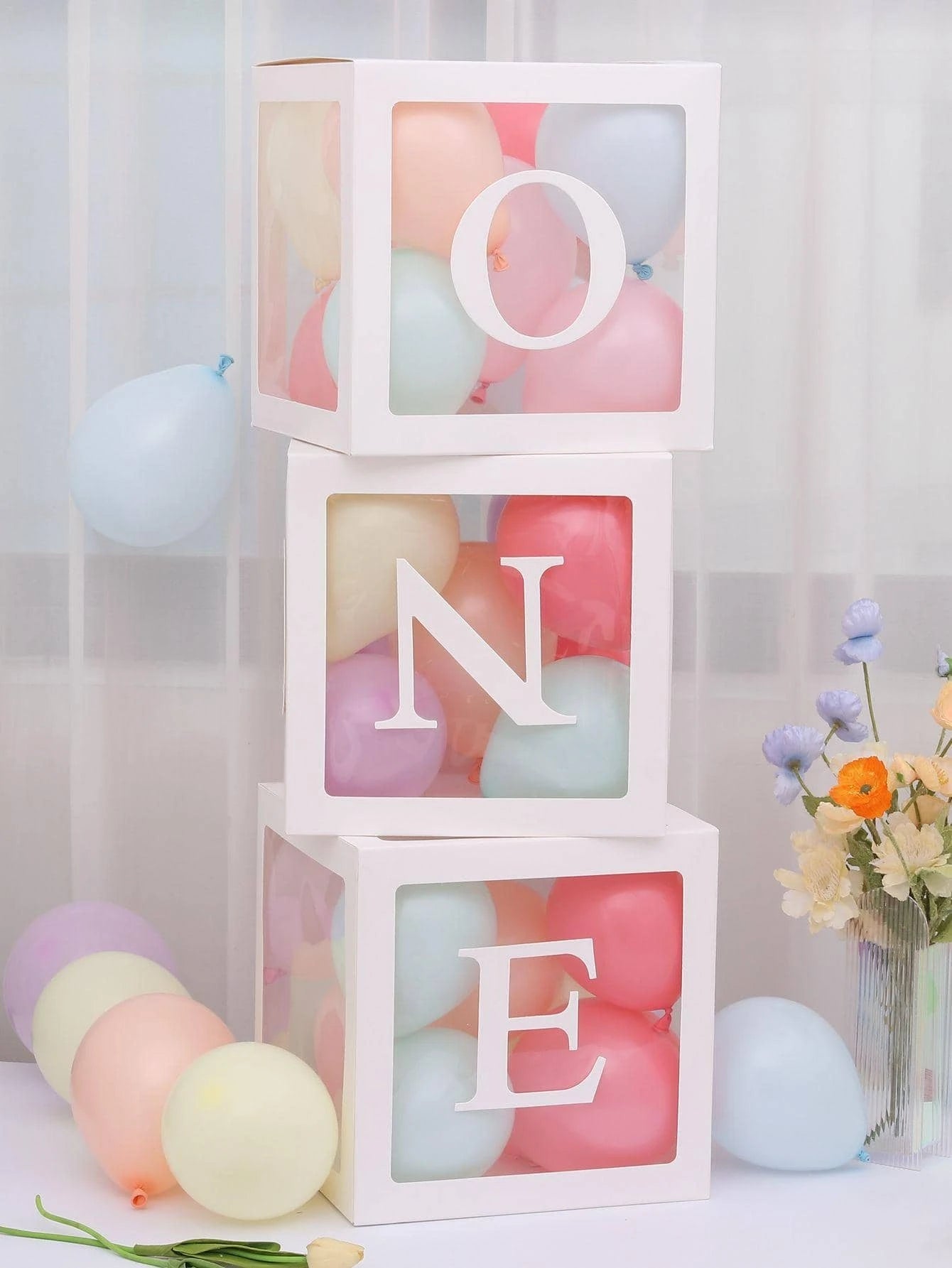 White Paper Balloon Storage Box With English Alphabet