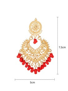 Fashionable Zinc Alloy Bead Tassel Drop Jhumka