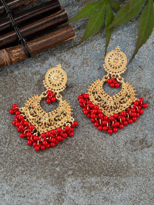 Fashionable Zinc Alloy Bead Tassel Drop Jhumka