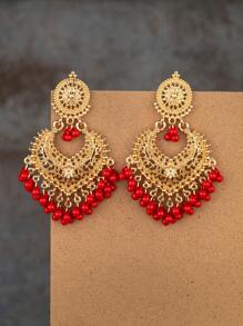 Fashionable Zinc Alloy Bead Tassel Drop Jhumka