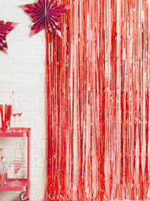 Metallic Foil Fringe Tinsel Curtain (Red)