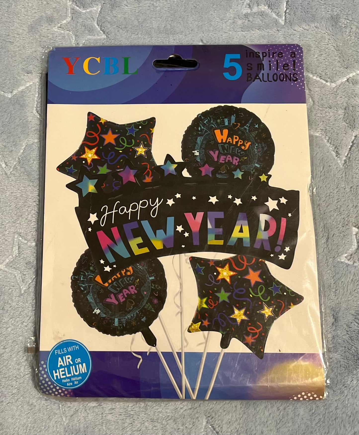 Happy New Year Black Print Foil Balloons