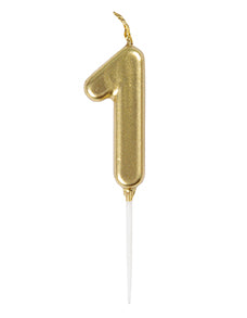 Metallic Gold Number 1 Pick Birthday Candle