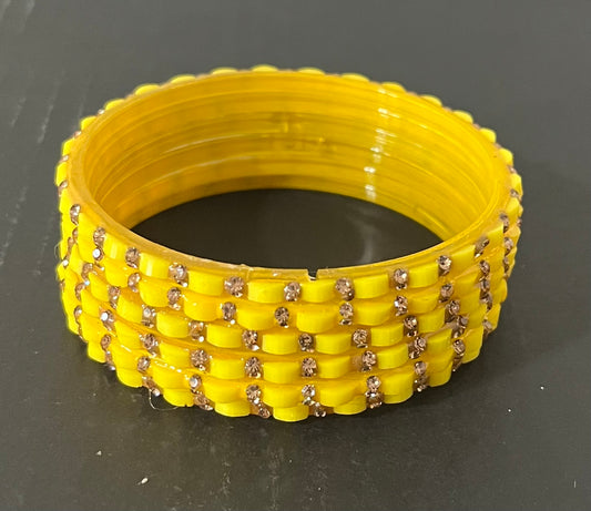 Yellow Golden Stone Glass Bangles (2.8)