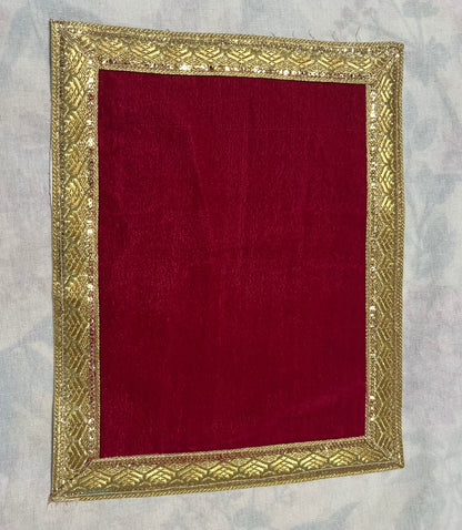 Red Velvet Zari Aasan (30x23cm)