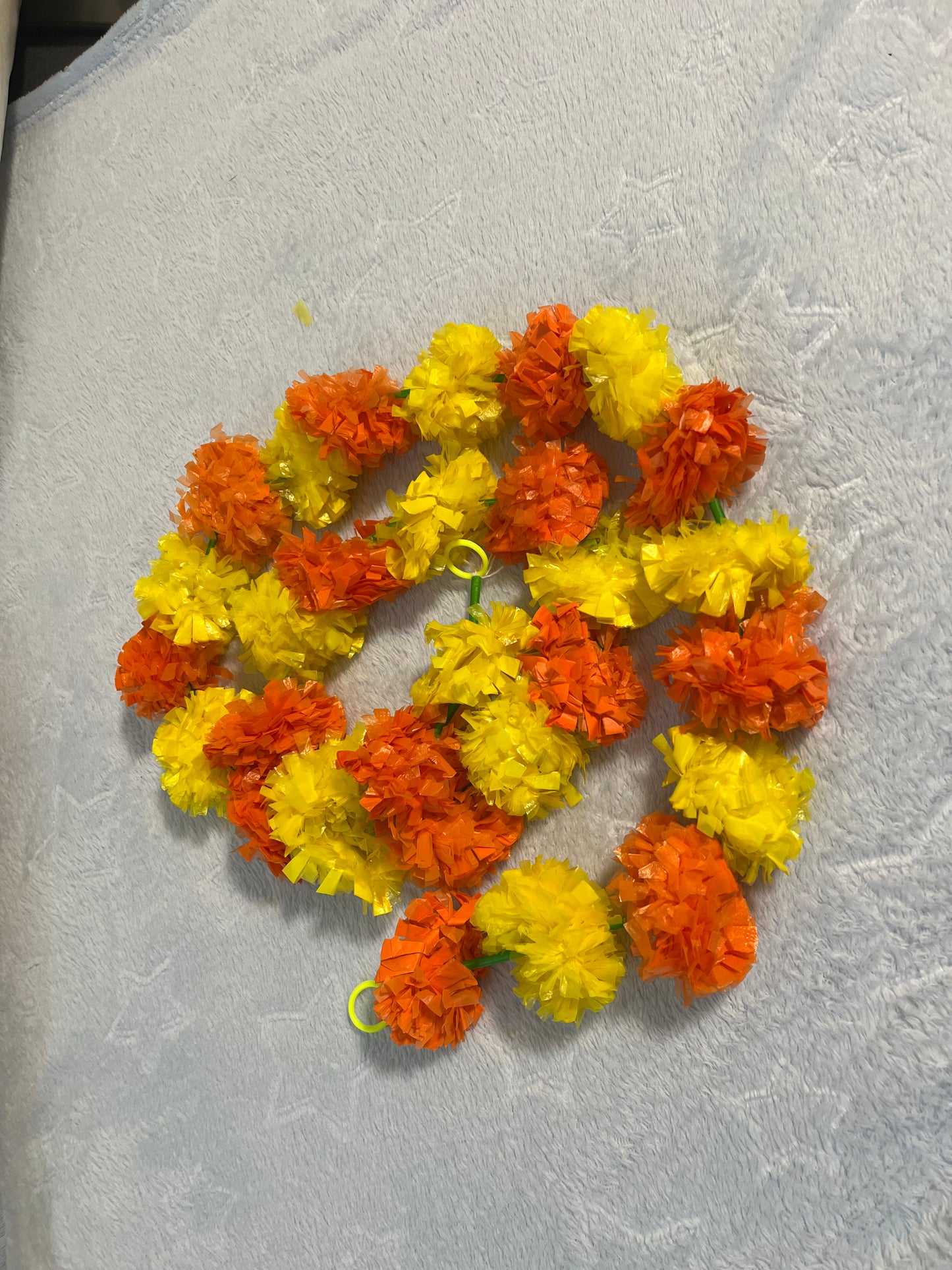 Orange Yellow Mix Marigold Plastic Flower Garland (2pc)