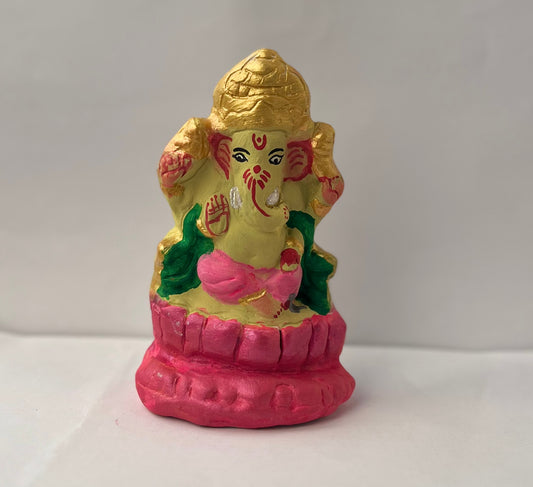 Eco-Friendly Mitti Ganesha Idol Lotus (11 cm)