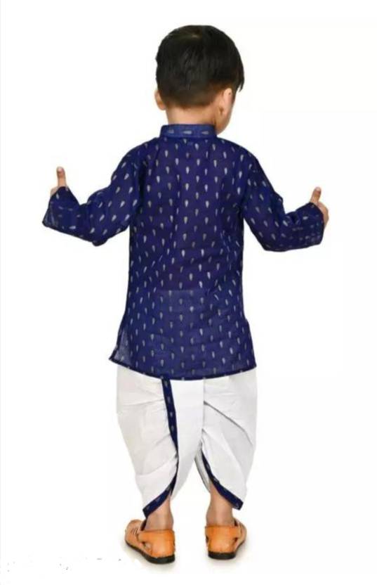 Boys Casual, Festive & Party Kurta and Dhoti Pant Set (Royal Blue) (12-18 Months)