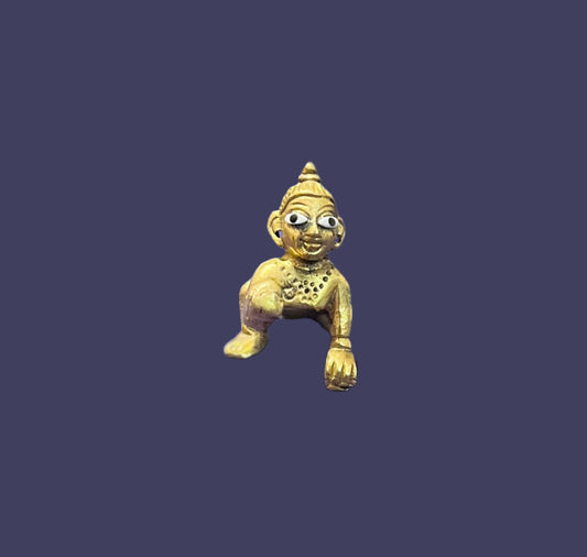 Brass Laddu Gopal Idol Baby Laddoo Krishna Murti (5cm)