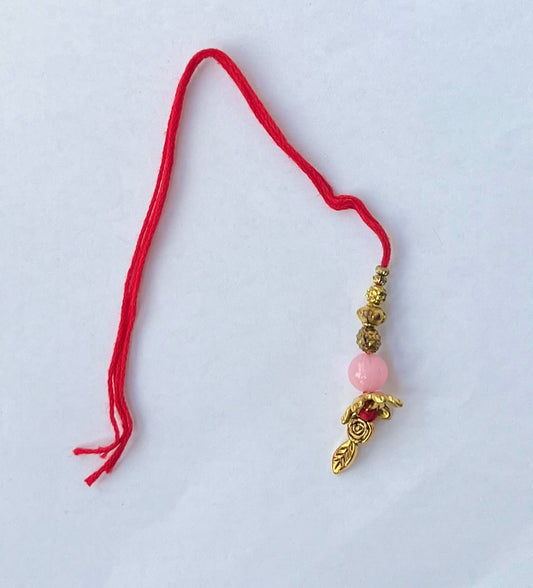 Golden Pink Latkan Bhabhi Rakhi (1pc)