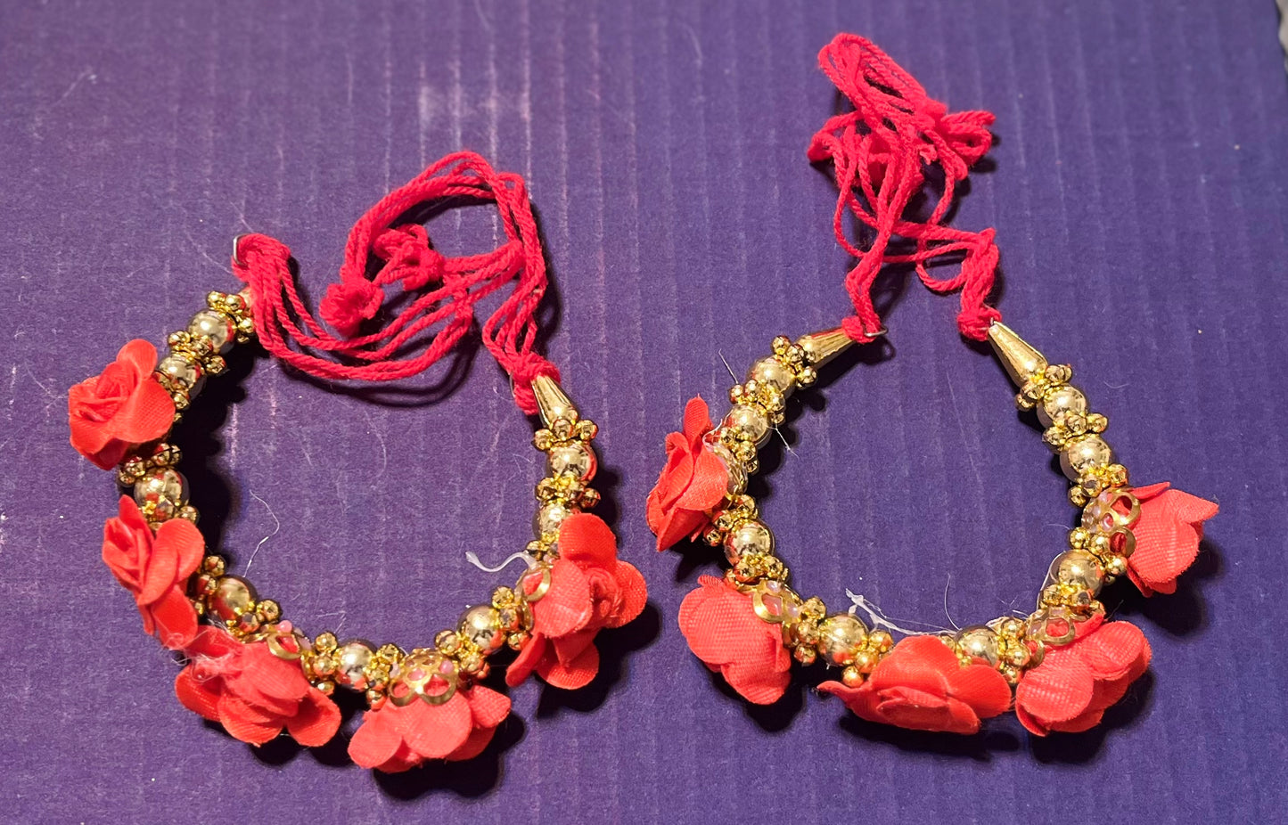 Red Bracelets Bangle Kada Rose Design (1 Pair)