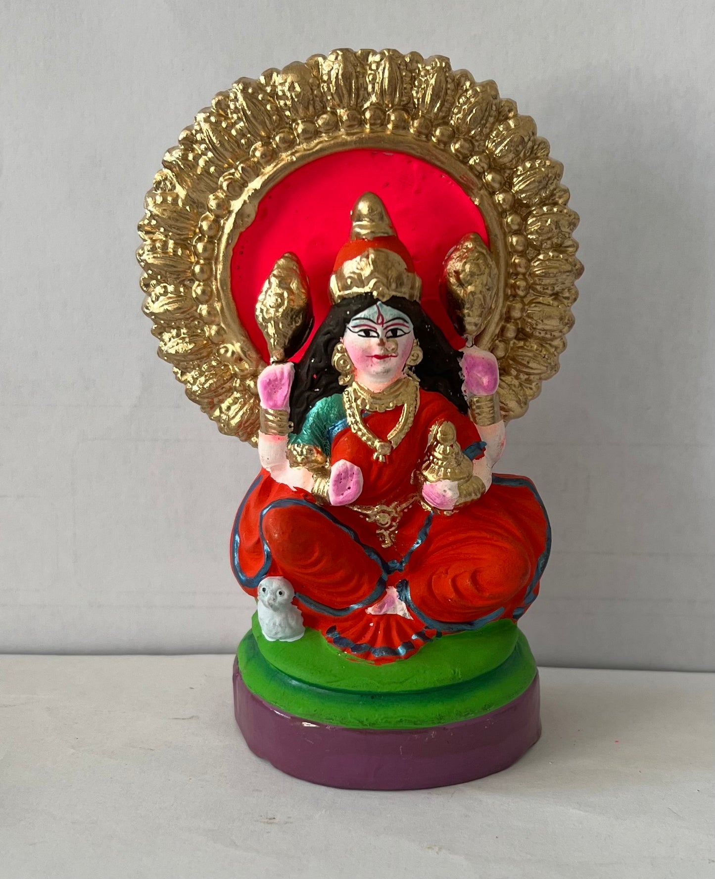 Lord Laxmi Single Clay Idol (11cm)