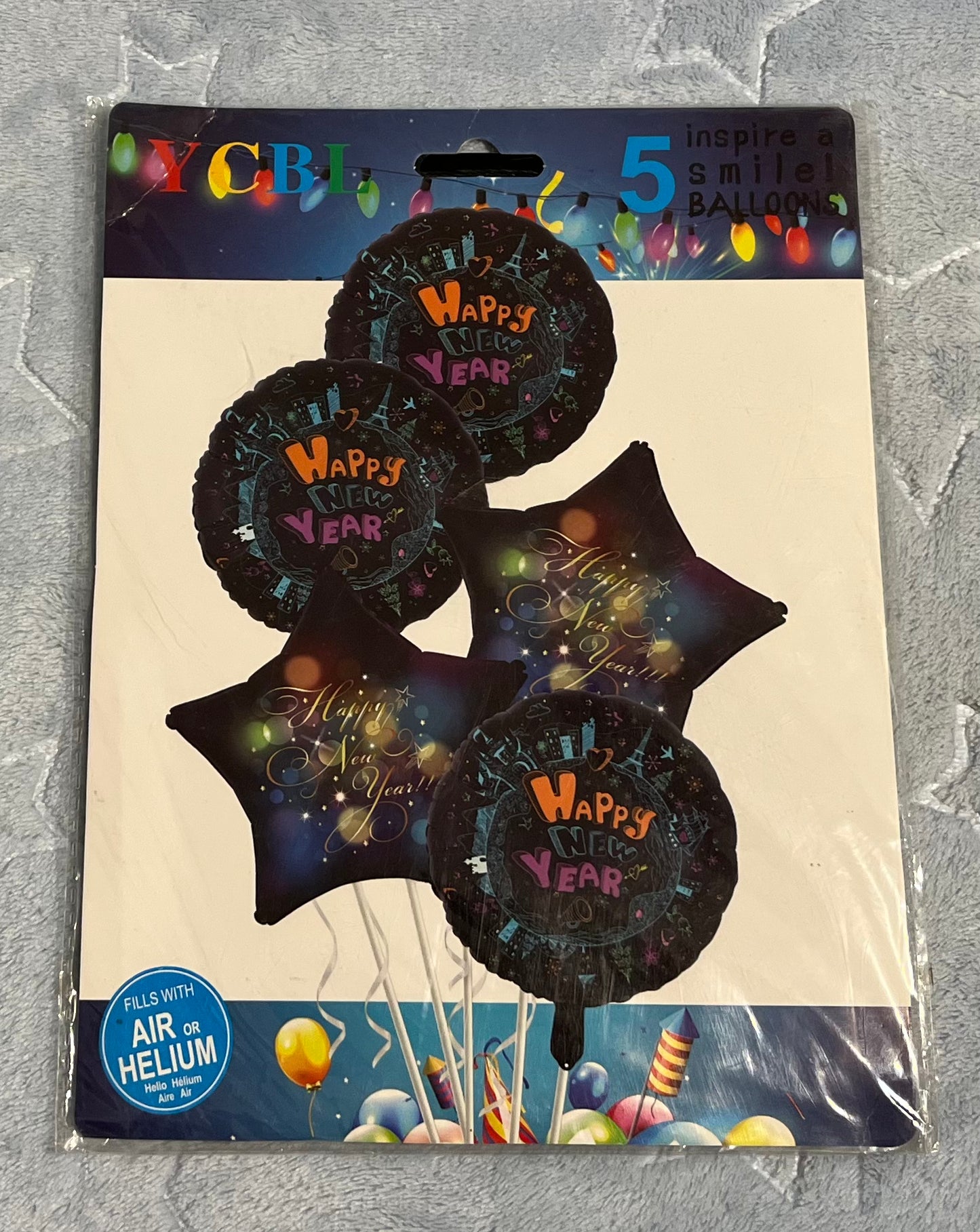 Happy New Year Black Print Foil Balloons