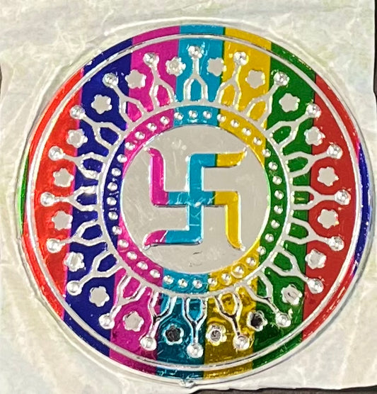 Acrylic Multicolor Swastik Sticker (1pc)