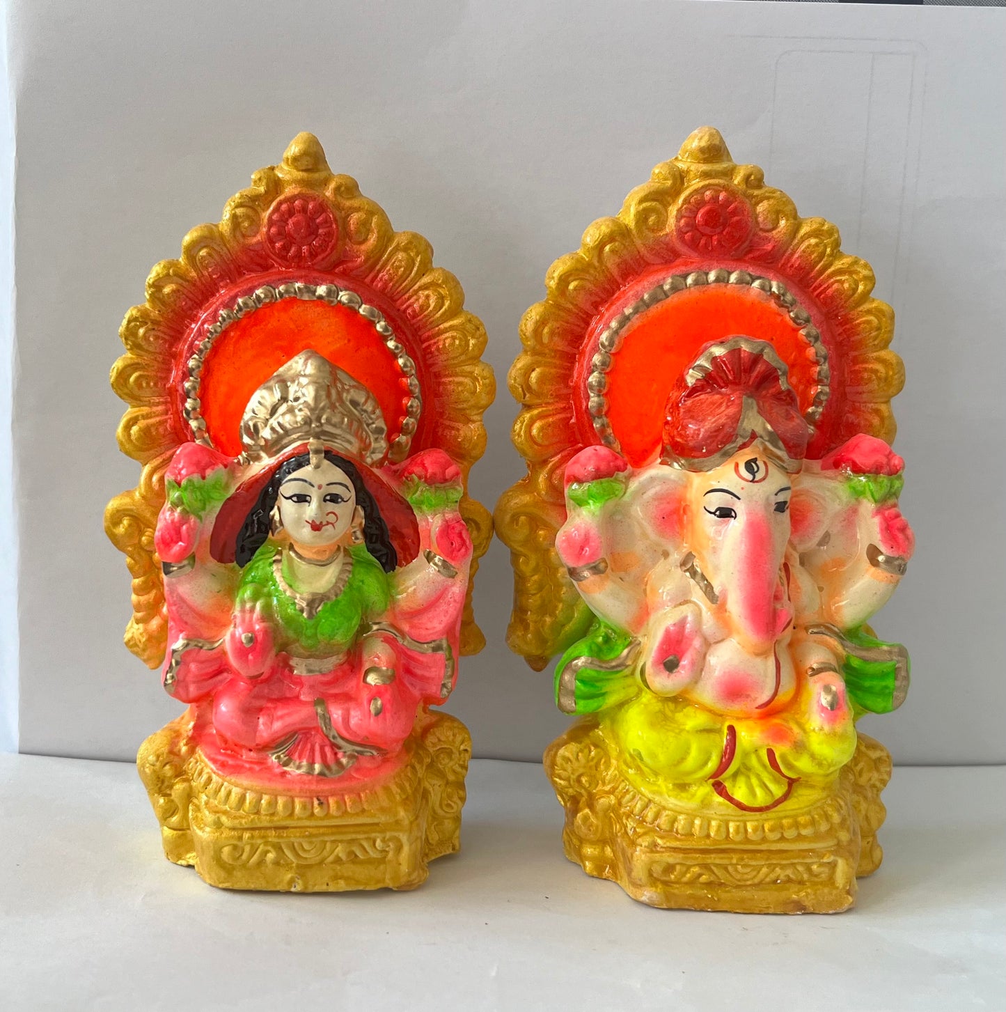 Lord Laxmi Ganesh Pair Murti Multicolour (14cm)