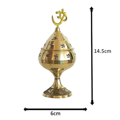 Akhand Jyoti Deep With Stand, Cover & Om Head (Height: 14cm)