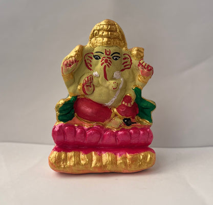 Eco-Friendly Mitti Ganesha Idol Lotus(11 cm)