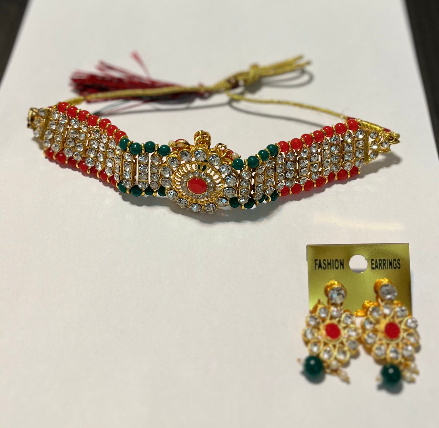 Golden Red Green Kundan Jewel Set