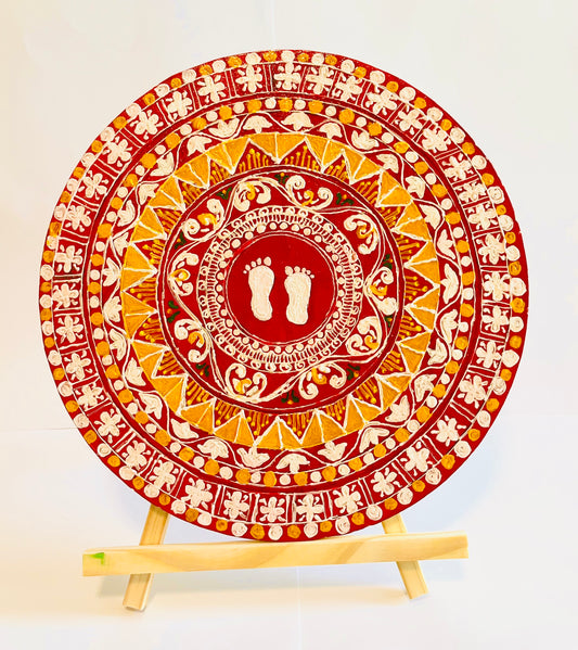 Handicraft wooden Aipan puja chowki