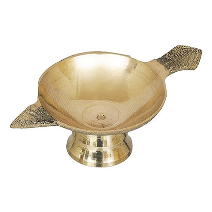 Golden Decorative Brass Diya with Stand and Holder